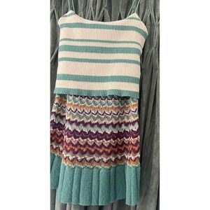 Missoni M Knit CONVERTIBLE Top Skirt Dress Zigzag Chevron Teal Purple Sz 2 IT 38